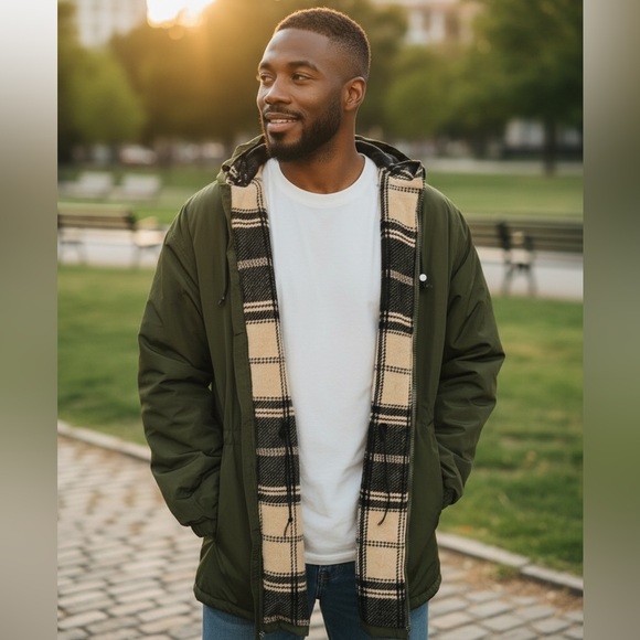 J. Crew Other - J.Crew Hoodie Coat Water Resistant Size M Flannel Fully Lined Zip Front Closure